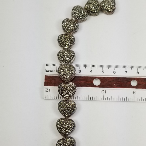 Suspicion Sterling Marcasite Pave Heart Bracelet - Picture 4 of 8